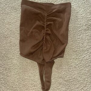 Urban Outfitters Brown Ruched Bodysuit